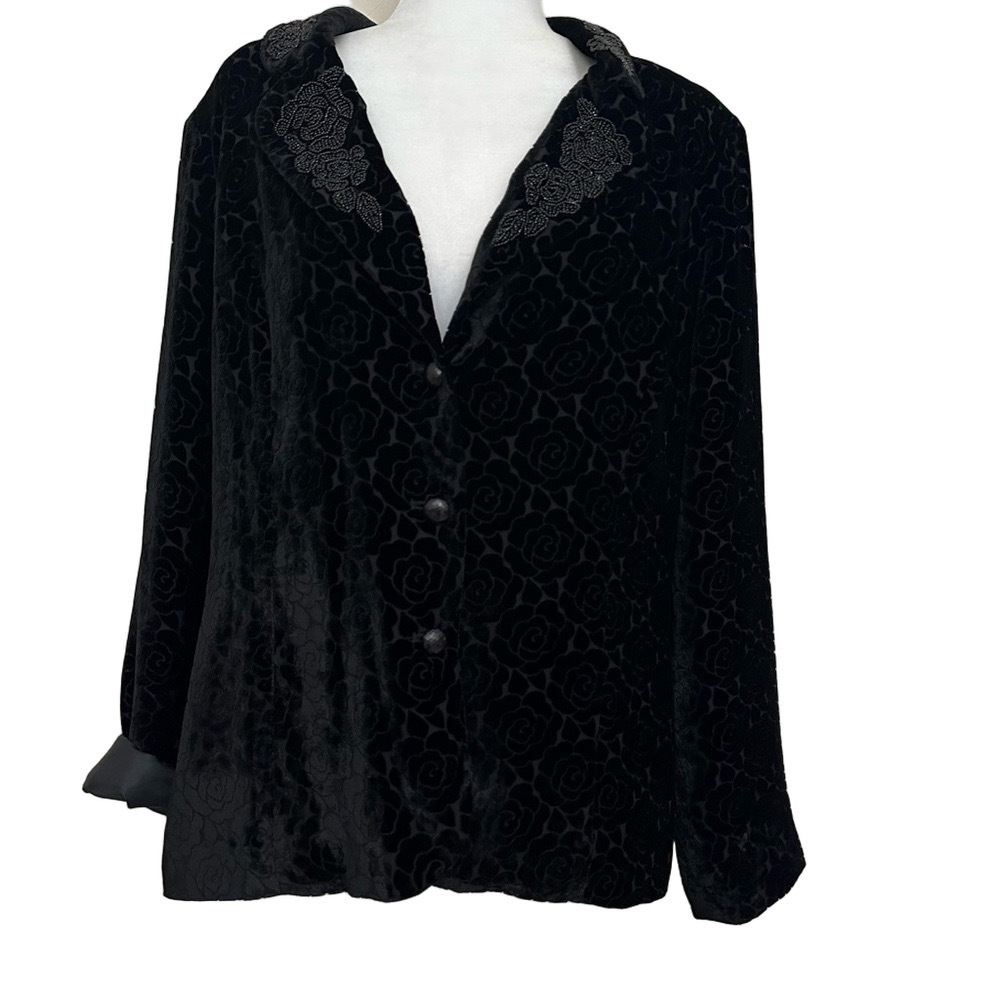 Bob Mackie Wearable Art Elegant Black Velvet Embellished Jacket